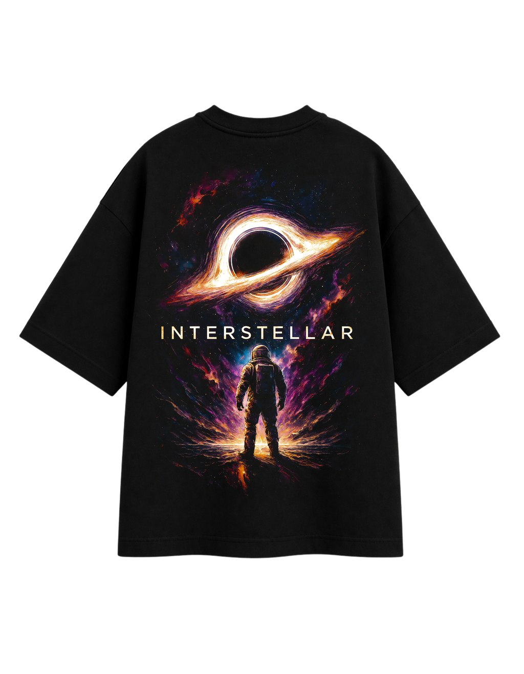 Interstellar Oversized Graphic T-Shirt – Black
