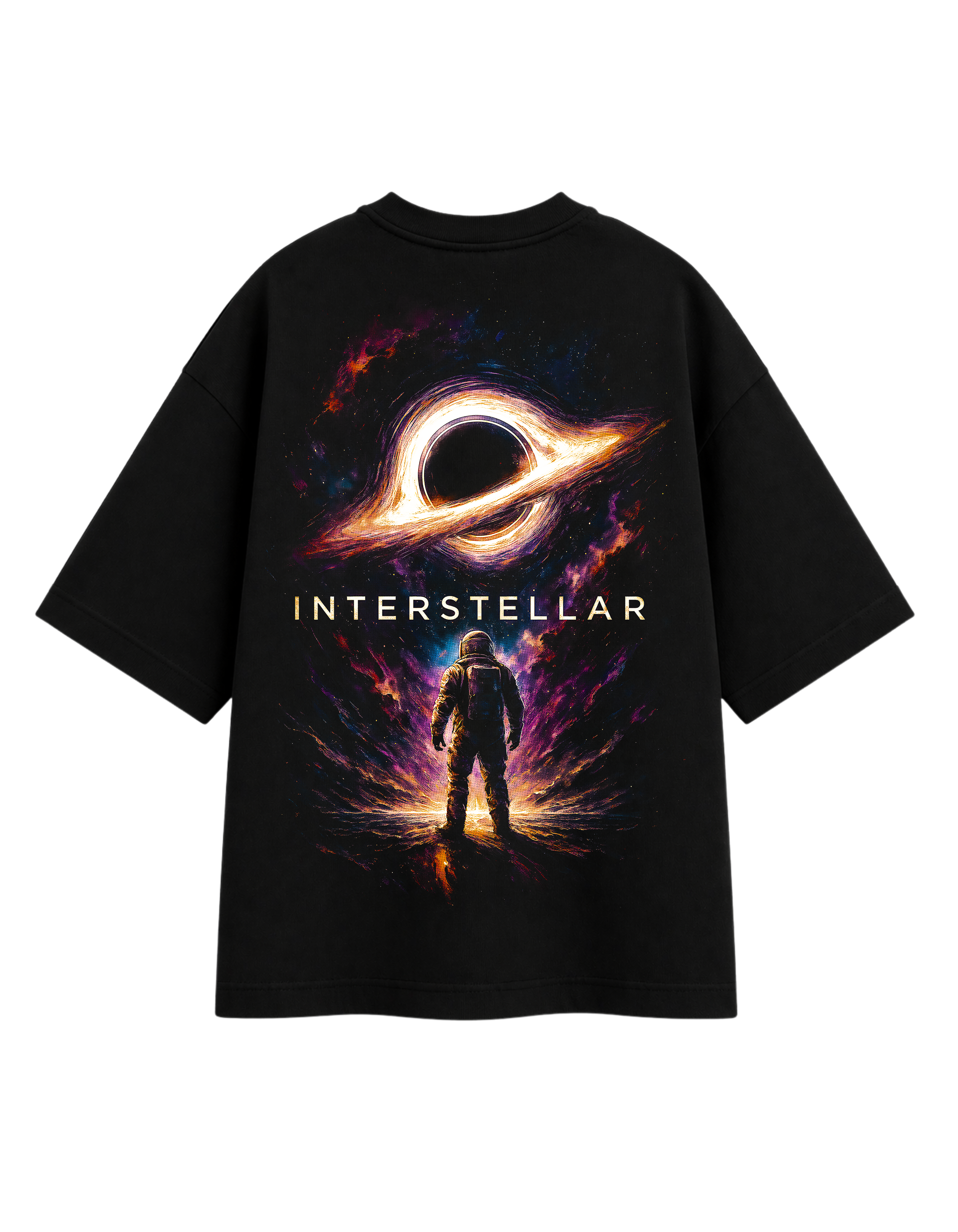 Interstellar Oversized Graphic T-Shirt – Black