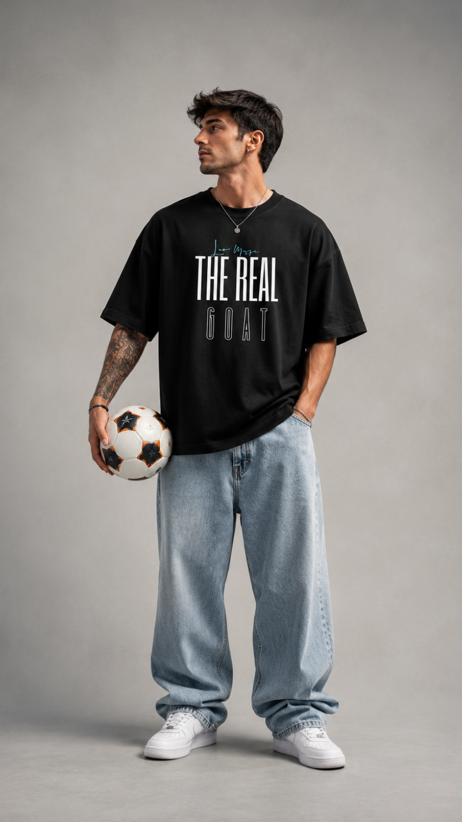 The Real GOAT Messi Inspired Oversized T-Shirt