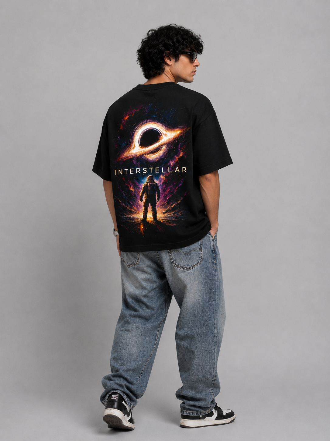 Interstellar Oversized Graphic T-Shirt – Black