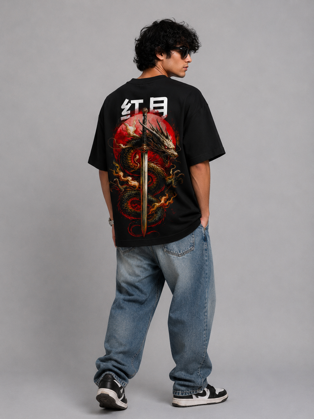 Dragon Samurai Oversized T-Shirt – Black