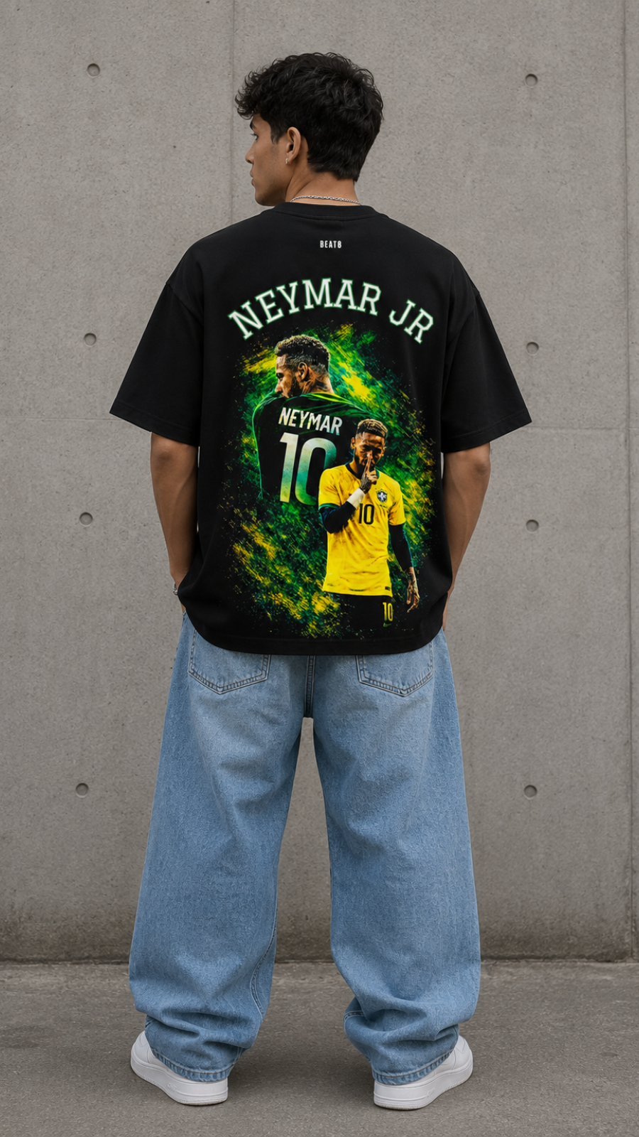 Neymar fan Edition Brasil Oversized T-Shirt | Football Fan Graphic Tee