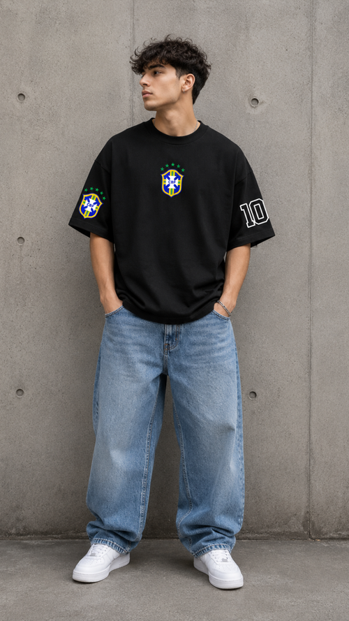 10 Neymar Jr Oversized T-Shirt | Brasil Football Fan Edition
