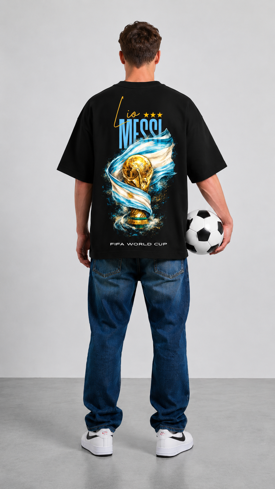 Champion Lio Messi  Oversized T-Shirt | FIFA World Cup Trophy Edition
