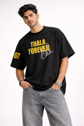 Thala forever Oversized T-Shirt | Chennai Fan Jersey | Super Kings Oversized Tee - Black