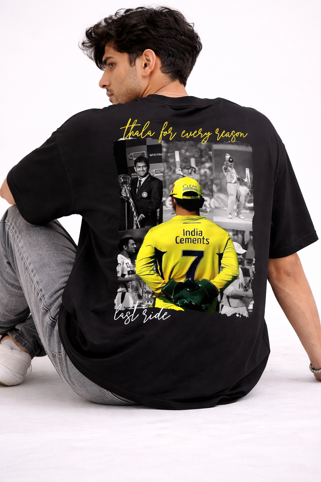Thala forever Oversized T-Shirt | Chennai Fan Jersey | Super Kings Oversized Tee - Black