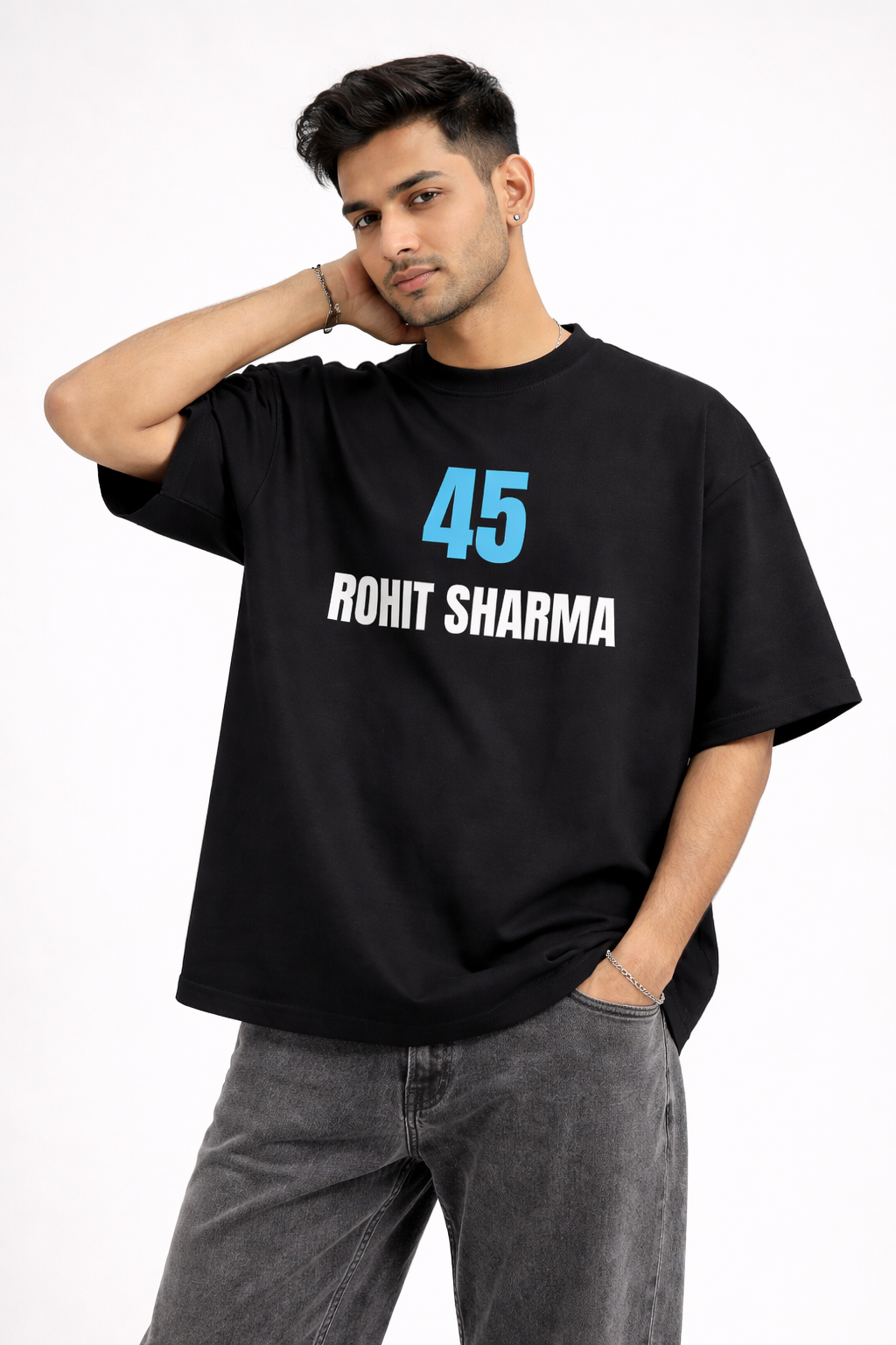Forever Captain Rohit Sharma Tribute Oversized T-Shirt (Black)