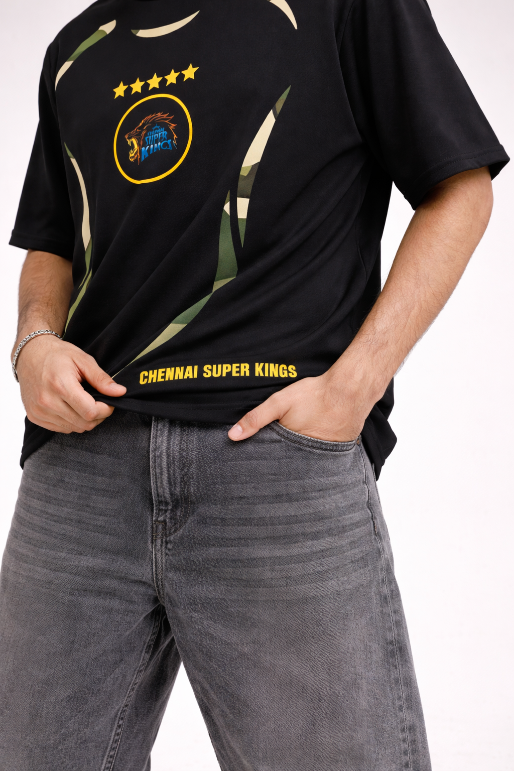Ms dhoni 7 - ipl fan edition oversized t-shirt | Chennai Fan Jersey | Super Kings Oversized Tee - Black